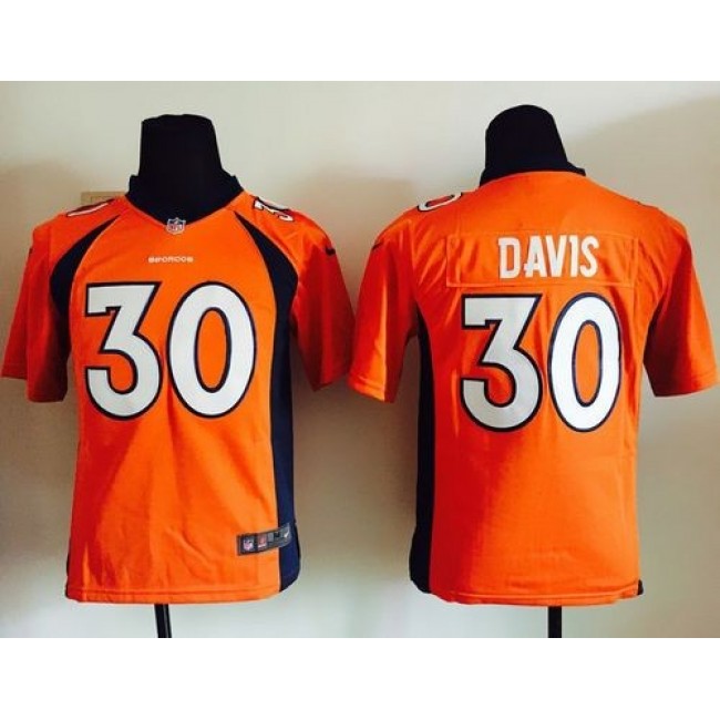 Denver Broncos #30 Terrell Davis Orange Team Color Youth Stitched NFL New Elite Jersey