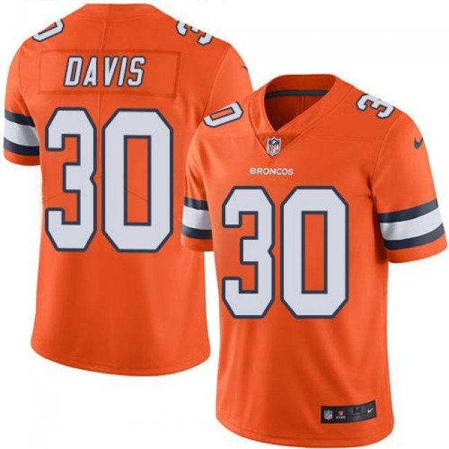 Denver Broncos #30 Terrell Davis Orange Youth Stitched NFL Limited Rush Jersey