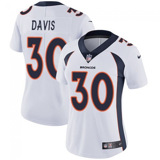 Women's Broncos #30 Terrell Davis White Stitched NFL Vapor Untouchable Limited Jersey