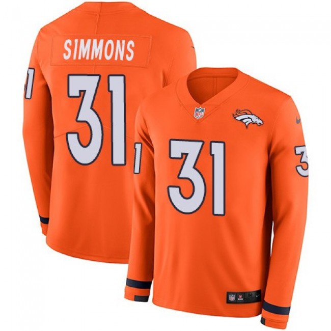 الرؤوس السوداء في الجسم Nike Broncos #31 Justin Simmons Orange Women's Stitched NFL Limited Rush 100th Season Jersey جيمس دين