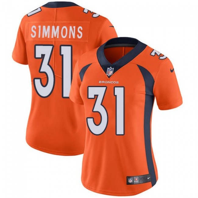 Women's Broncos #31 Justin Simmons Orange Team Color Stitched NFL Vapor Untouchable Limited Jersey