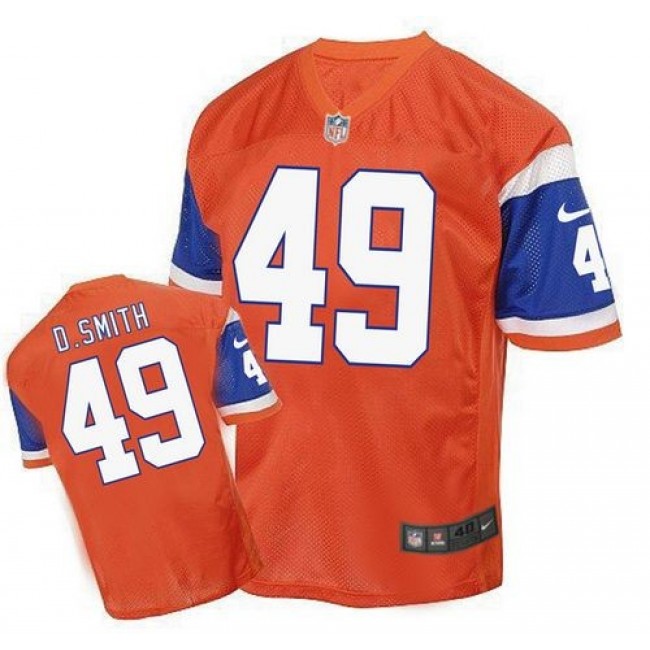 Nike Broncos #49 Dennis Smith Orange Men's Stitched NFL Elite Throwback Jersey