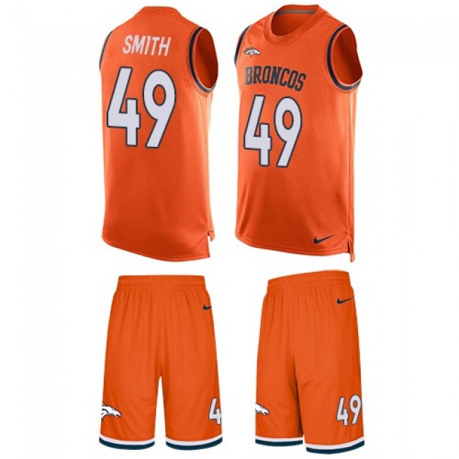 Nike Broncos #49 Dennis Smith Orange Team Color Men's Stitched NFL Limited Tank Top Suit Jersey