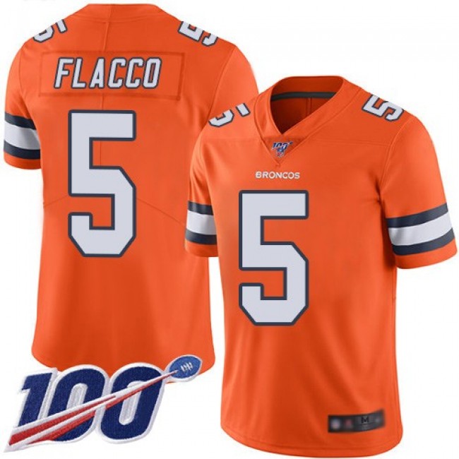 Nike Broncos #5 Joe Flacco Orange Men's Stitched NFL Limited Rush 100th Season Jersey