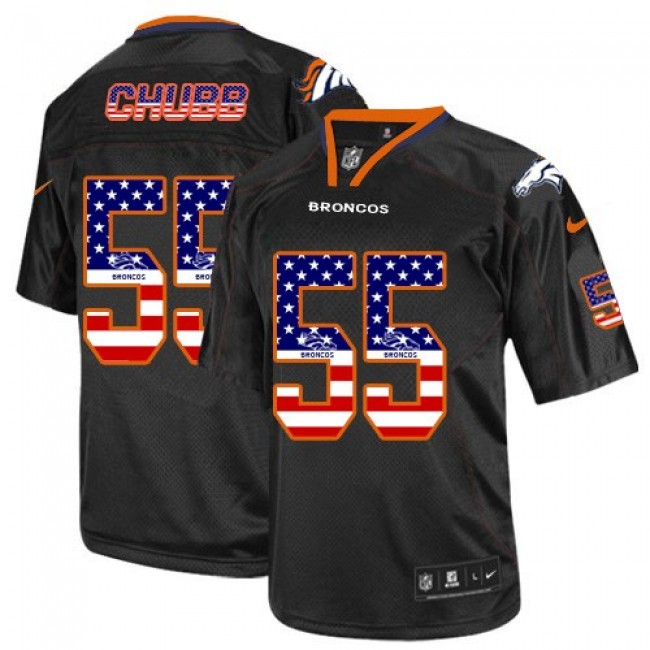 Nike Broncos #55 Bradley Chubb Black Men's Stitched NFL Elite USA Flag Fashion Jersey