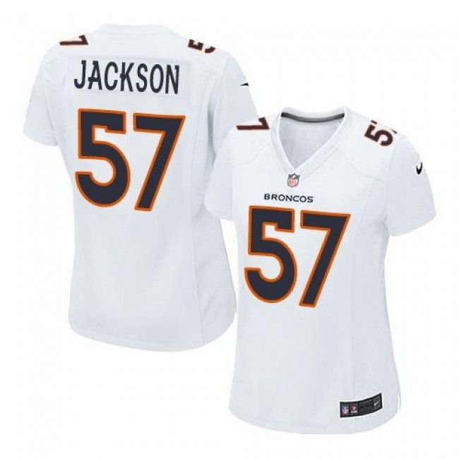 Women's Broncos #57 Tom Jackson White Stitched NFL Game Event Jersey
