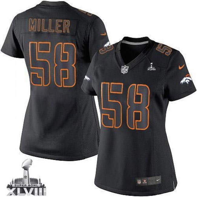 Women's Broncos #58 Von Miller Black Impact Super Bowl XLVIII Stitched NFL Limited Jersey
