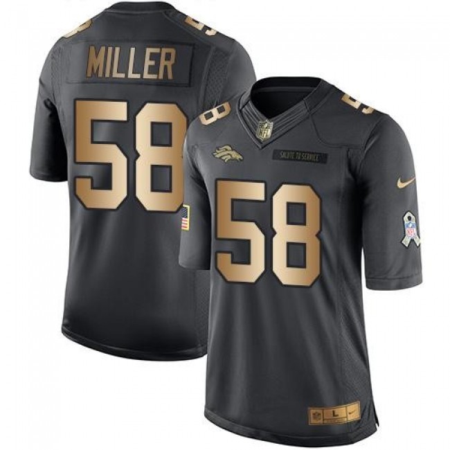 Denver Broncos #58 Von Miller Black Youth Stitched NFL Limited Gold Salute to Service Jersey