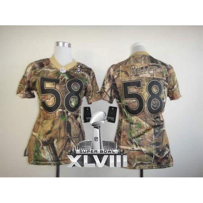 Women's Broncos #58 Von Miller Camo Super Bowl XLVIII Stitched NFL Realtree Elite Jersey