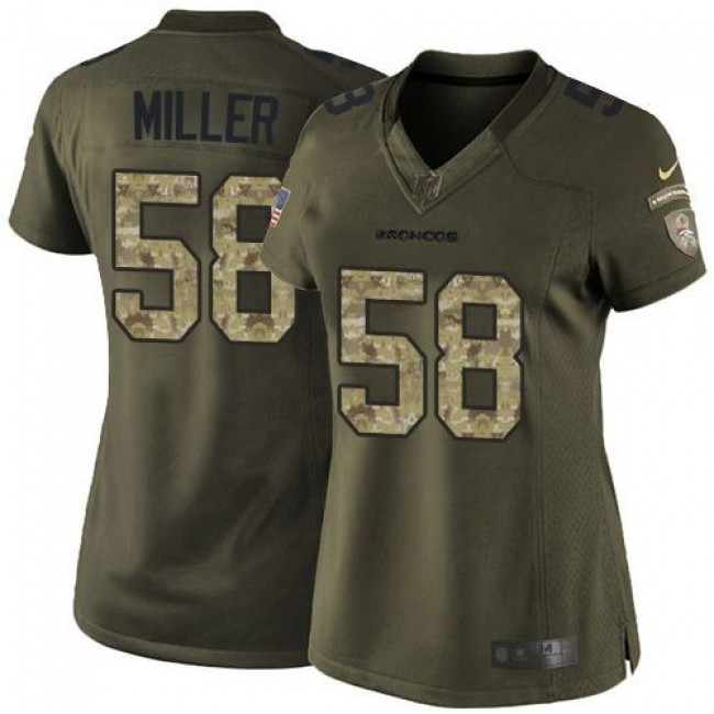 Women's Broncos #58 Von Miller Green Stitched NFL Limited Salute to Service Jersey