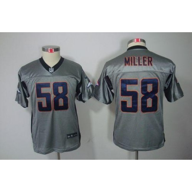 Denver Broncos #58 Von Miller Grey Shadow Youth Stitched NFL Elite Jersey