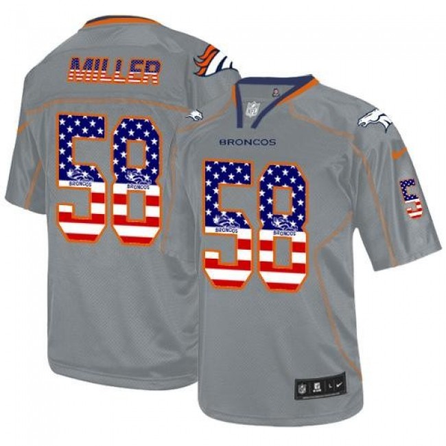 Nike Broncos #58 Von Miller Lights Out Grey Men's Stitched NFL Elite USA Flag Fashion Jersey
