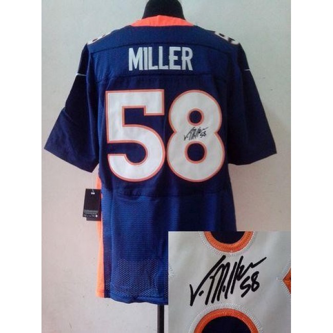 Nike Broncos #58 Von Miller Navy Blue Alternate Men's Stitched NFL Elite Autographed Jersey