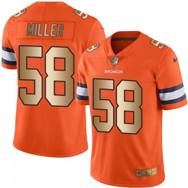فستان مكشكش Broncos #58 Von Miller Orange Team Color Men's Stitched Football 100th Season Vapor Limited Jersey فستان مكشكش
