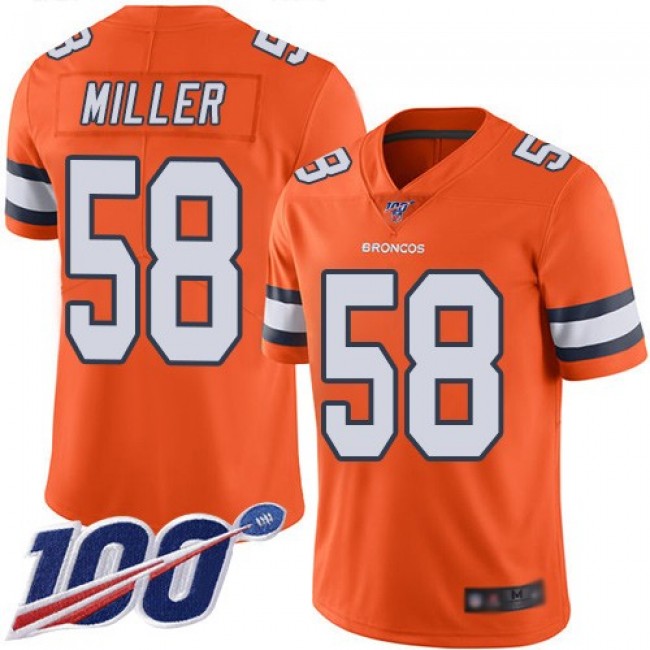 Nike Broncos #58 Von Miller Orange Men's Stitched NFL Limited Rush 100th Season Jersey