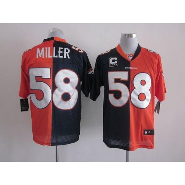 Nike Broncos #58 Von Miller Orange/Navy Blue Men's Stitched NFL Elite Split Jersey