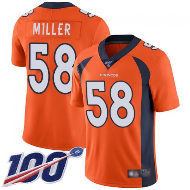 Nike Broncos #58 Von Miller Orange Team Color Men's Stitched NFL 100th Season Vapor Limited Jersey