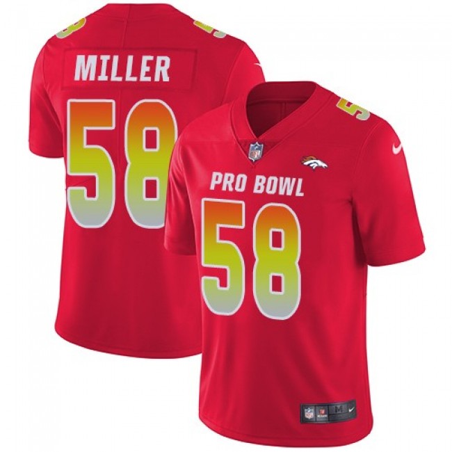 Women's Broncos #58 Von Miller Red Stitched NFL Limited AFC 2018 Pro Bowl Jersey