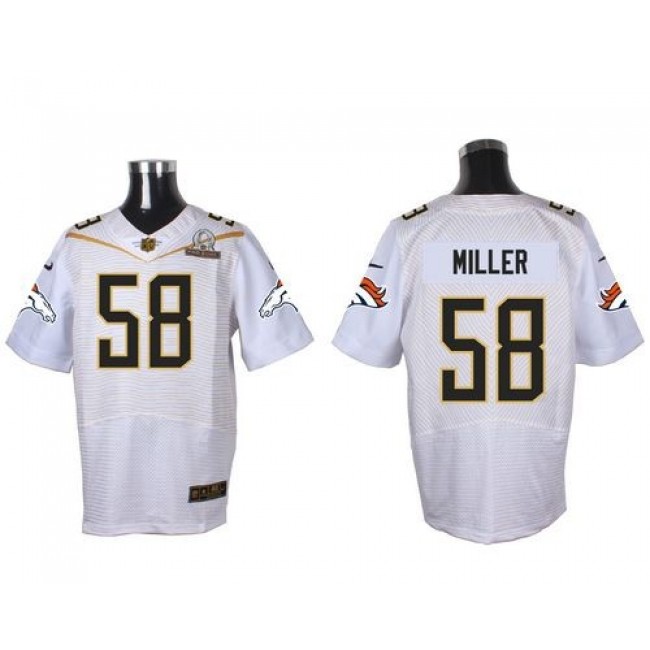 Nike Broncos #58 Von Miller White 2016 Pro Bowl Men's Stitched NFL Elite Jersey