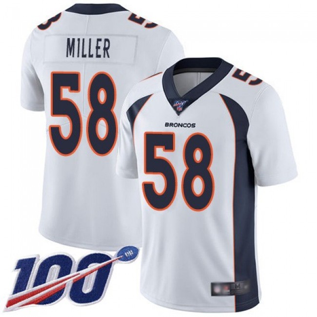 Nike Broncos #58 Von Miller White Men's Stitched NFL 100th Season Vapor Limited Jersey