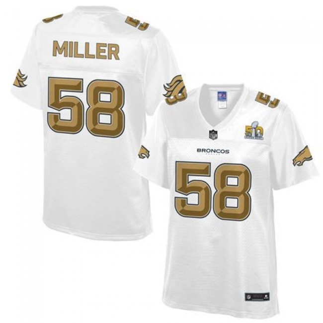 Women's Broncos #58 Von Miller White NFL Pro Line Super Bowl 50 Game Jersey