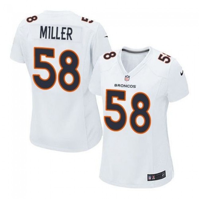 Women's Broncos #58 Von Miller White Stitched NFL Game Event Jersey
