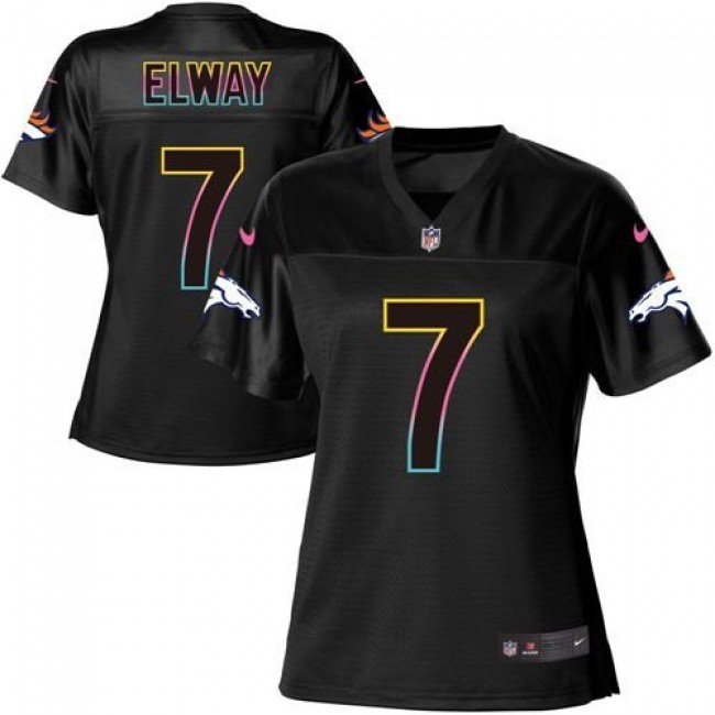 Women's Broncos #7 John Elway Black NFL Game Jersey