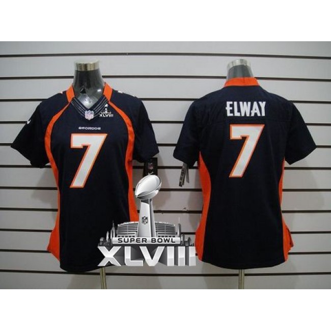 Women's Broncos #7 John Elway Blue Alternate Super Bowl XLVIII Stitched NFL Limited Jersey