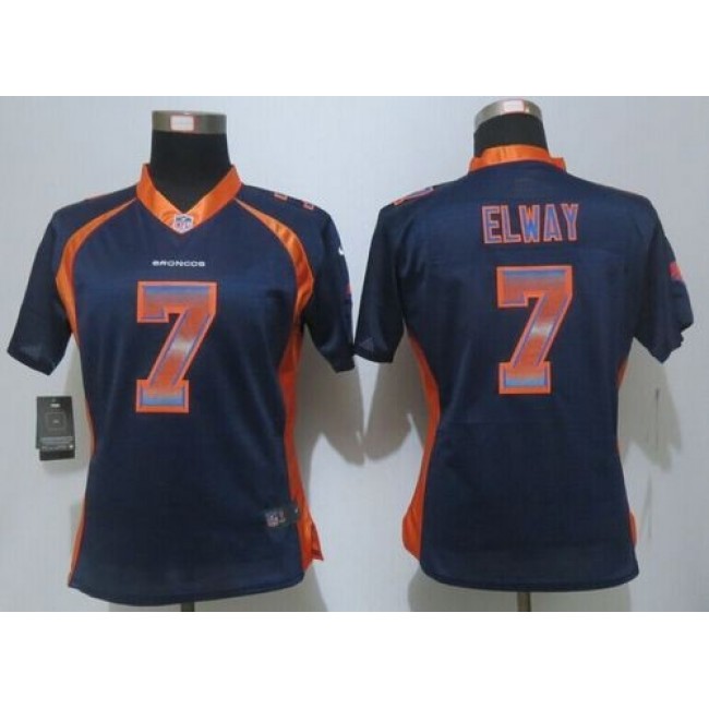 Women's Broncos #7 John Elway Blue Alternate Stitched NFL Elite Strobe Jersey