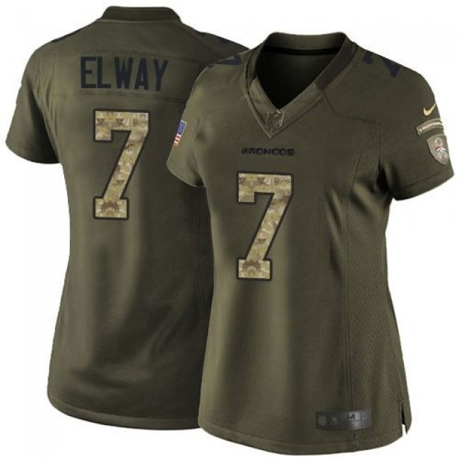 Women's Broncos #7 John Elway Green Stitched NFL Limited Salute to Service Jersey