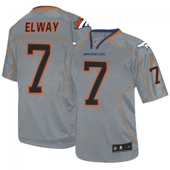 Nike Broncos #7 John Elway Lights Out Grey Men's Stitched NFL Elite Jersey