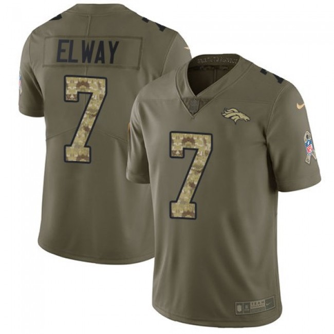 Denver Broncos #7 John Elway Olive-Camo Youth Stitched NFL Limited 2017 Salute to Service Jersey