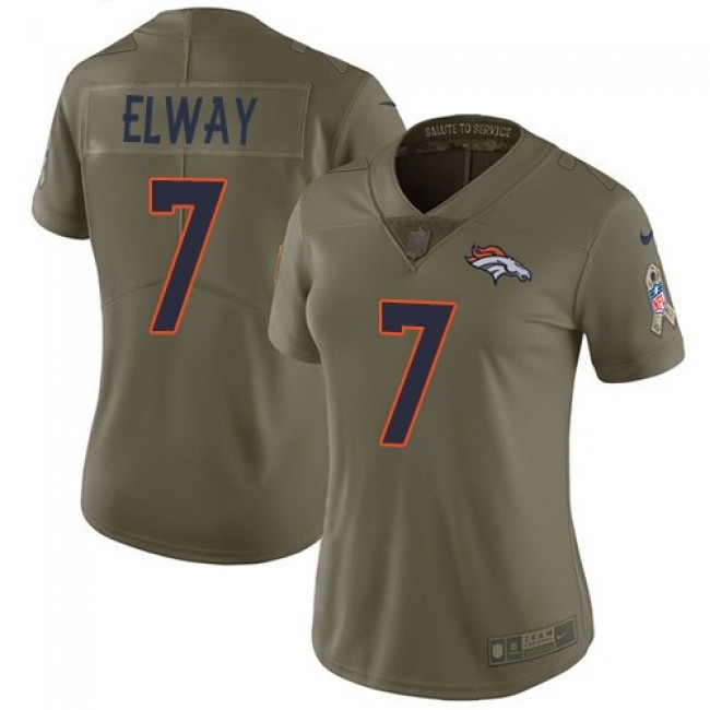 Women's Broncos #7 John Elway Olive Camo Stitched NFL Limited 2017 Salute to Service Jersey