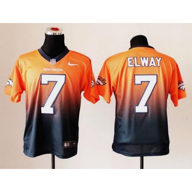 Nike Broncos #7 John Elway Orange/Navy Blue Men's Stitched NFL Elite Fadeaway Fashion Jersey