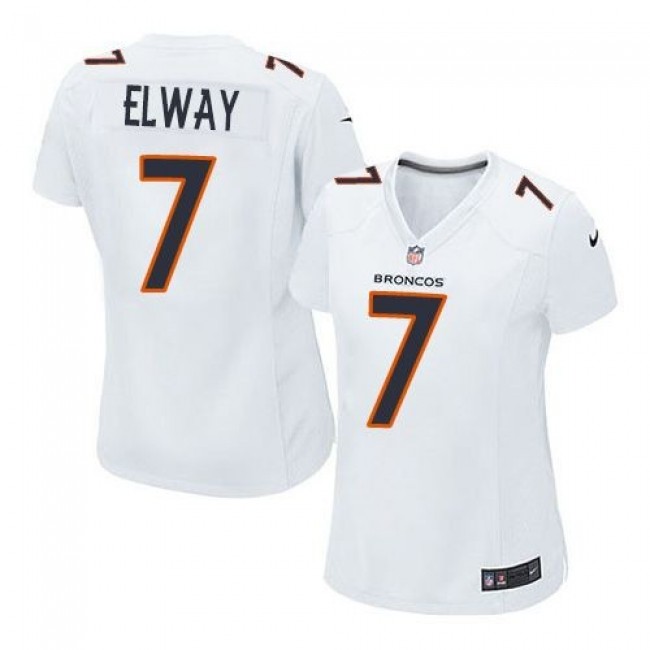 Women's Broncos #7 John Elway White Stitched NFL Game Event Jersey