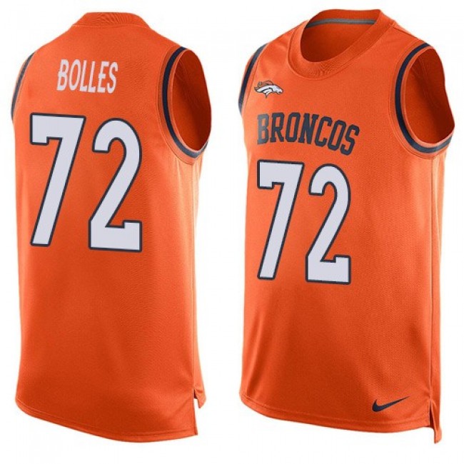 Nike Broncos #72 Garett Bolles Orange Team Color Men's Stitched NFL Limited Tank Top Jersey