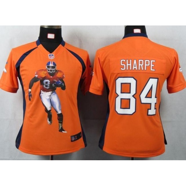 Women's Broncos #84 Shannon Sharpe Orange Team Color Portrait NFL Game Jersey