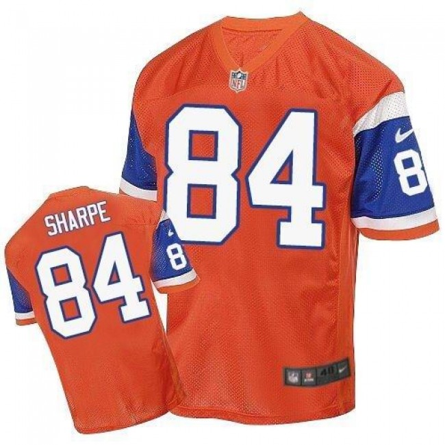 Nike Broncos #84 Shannon Sharpe Orange Throwback Men's Stitched NFL Elite Jersey