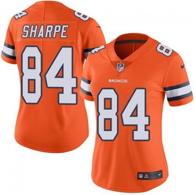 Women's Broncos #84 Shannon Sharpe Orange Stitched NFL Limited Rush Jersey
