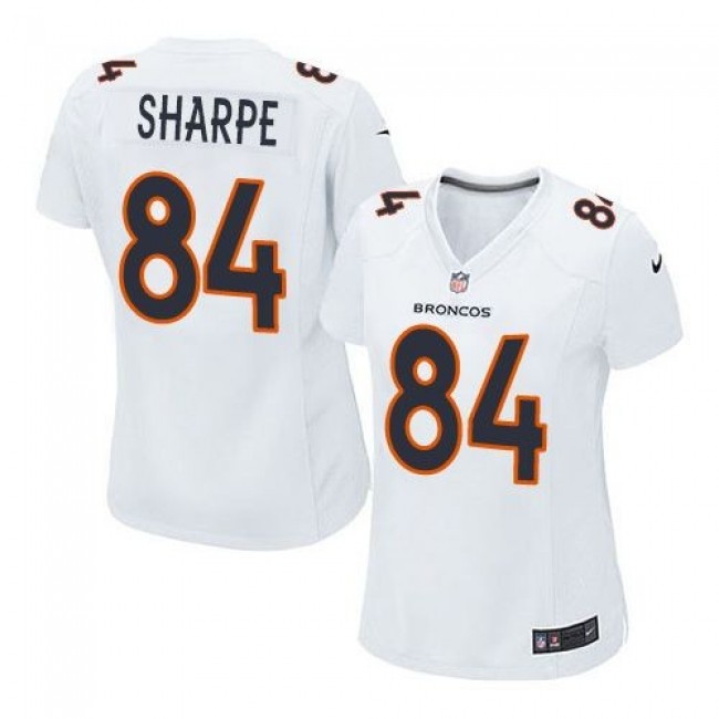 Women's Broncos #84 Shannon Sharpe White Stitched NFL Game Event Jersey