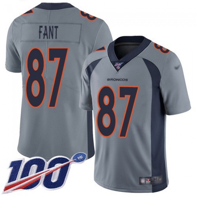 Nike Broncos #87 Noah Fant Gray Men's Stitched NFL Limited Inverted Legend 100th Season Jersey