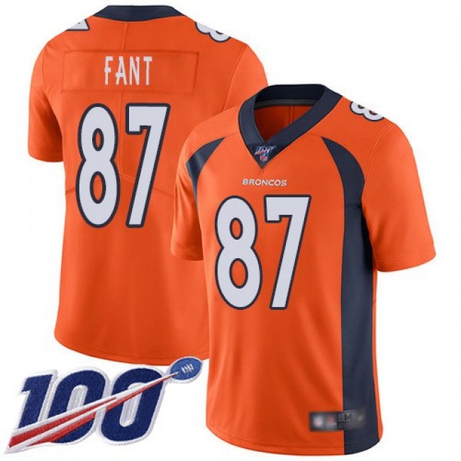 Nike Broncos #87 Noah Fant Orange Men's Stitched NFL 100th Season Vapor Limited Jersey