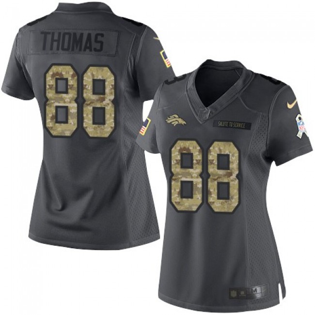 Women's Broncos #88 Demaryius Thomas Black Stitched NFL Limited 2016 Salute to Service Jersey