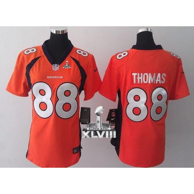 Women's Broncos #88 Demaryius Thomas Orange Team Color Super Bowl XLVIII Stitched NFL New Elite Jersey