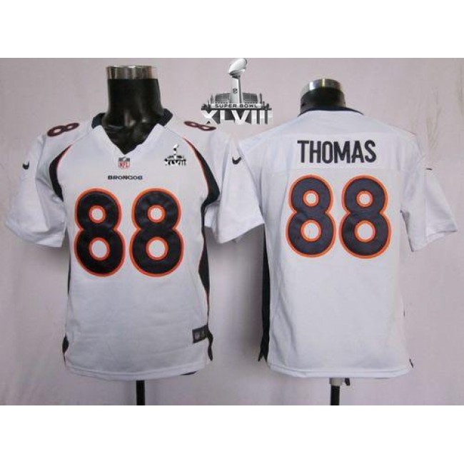 Denver Broncos #88 Demaryius Thomas White Super Bowl XLVIII Youth Stitched NFL Elite Jersey