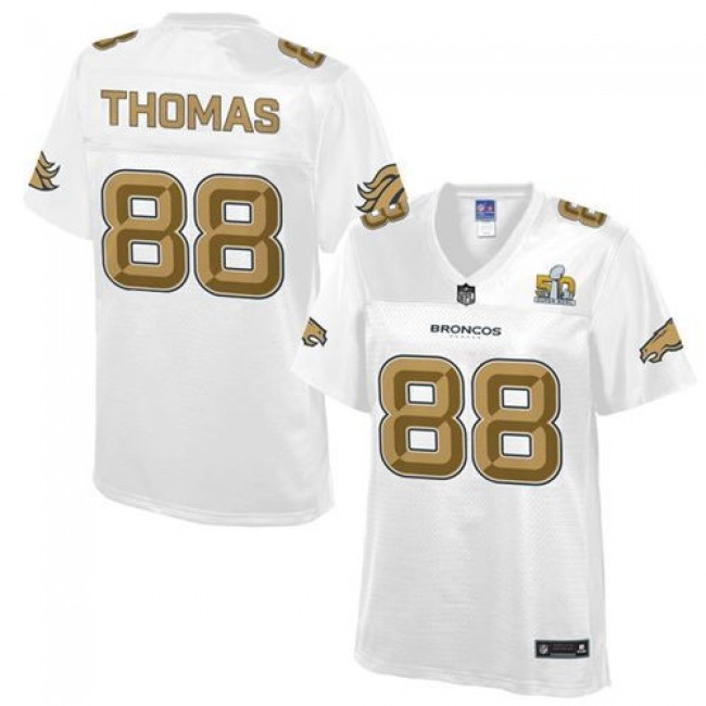 Women's Broncos #88 Demaryius Thomas White NFL Pro Line Super Bowl 50 Game Jersey