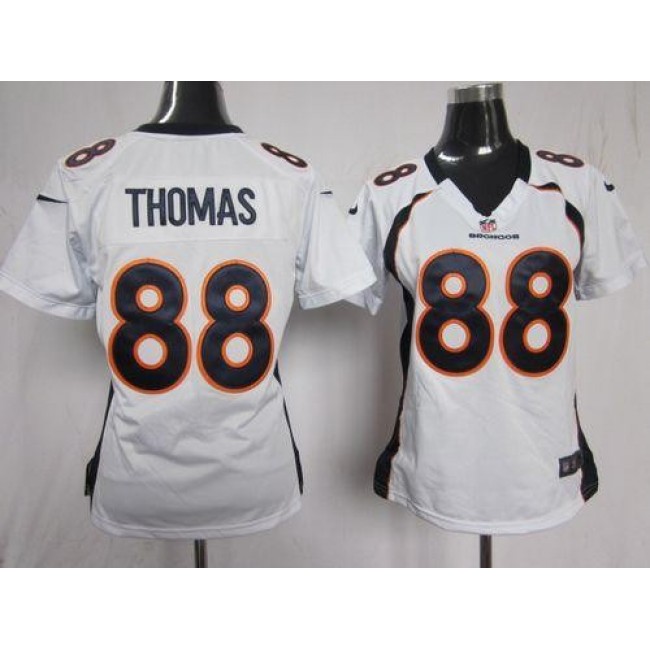 Women's Broncos #88 Demaryius Thomas White Stitched NFL Elite Jersey