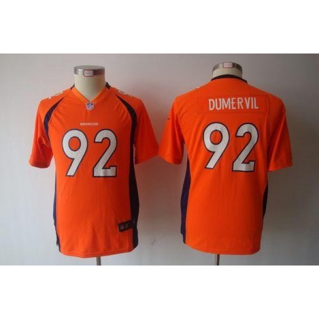 Denver Broncos #92 Elvis Dumervil Orange Team Color Youth NFL Game Jersey