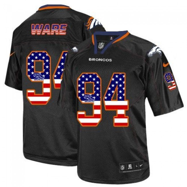 Nike Broncos #94 DeMarcus Ware Black Men's Stitched NFL Elite USA Flag Fashion Jersey