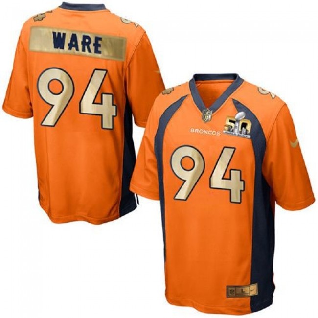 Nike Broncos #94 DeMarcus Ware Orange Team Color Men's Stitched NFL Game Super Bowl 50 Collection Jersey